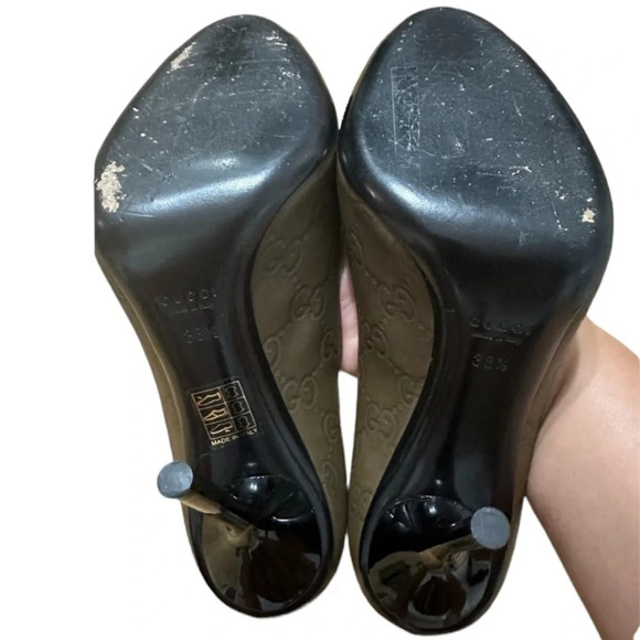 Gucci Guccissima Leather Peep Toe Pumps Size 38.5 Authentic - Picture 11 of 12